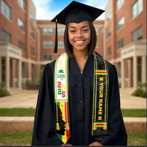 Custom African American Flag Graduation Sash 2025, African Graduation Sash, African Graduation Stole Class Of 2025, African Graduation Gifts
