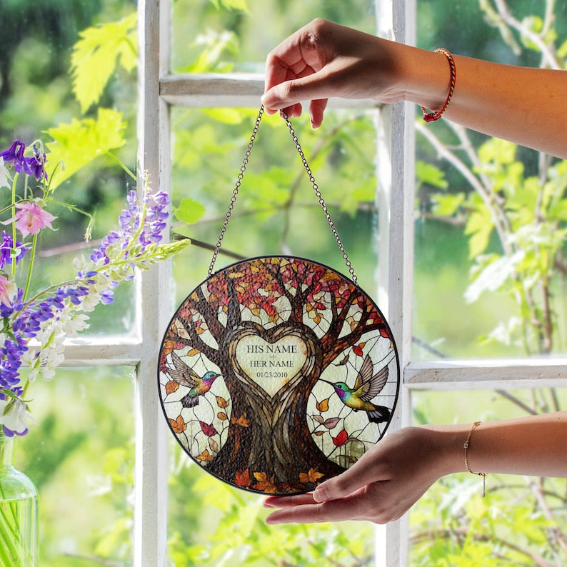 Personalized Tree of Life Glass Suncatcher Anniversary Gift