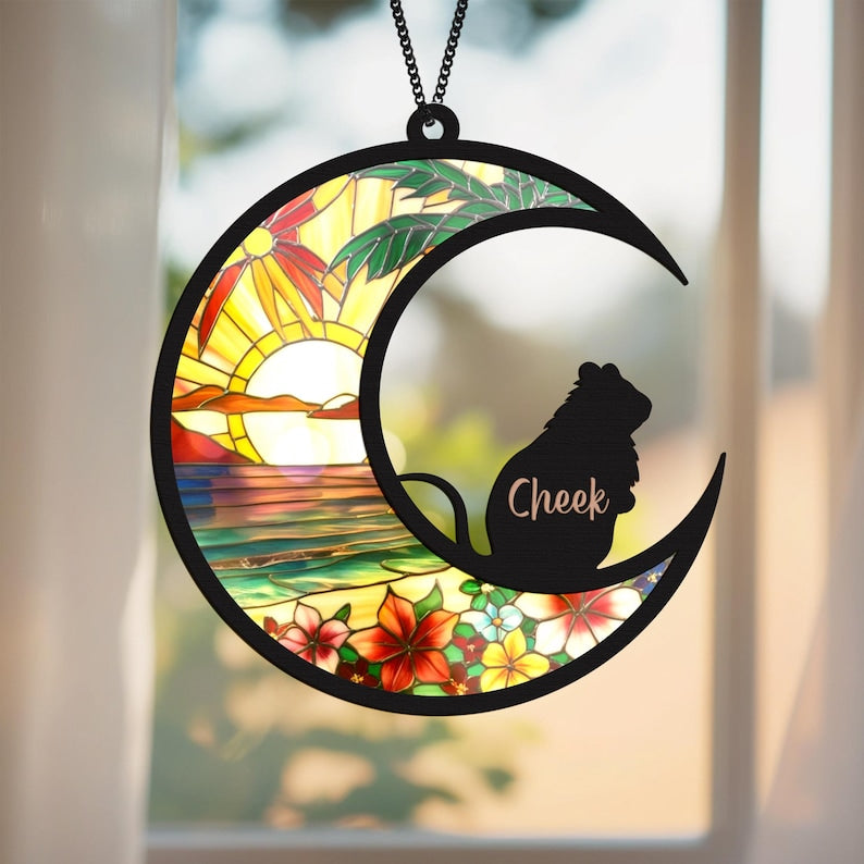 Cat Memorial Suncatcher Pet Passing Rainbow Bridge Pet Sympathy Gifts Pet Memorial Light Catcher Condolence Gifts Pet Remembrance Gift