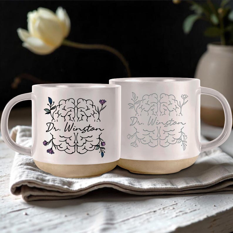 Neuroscience Pottery Mug, Personalized Neuro ICU Nurse Coffee Mug, Brain Doctor Gifts Neurology Neurobiology PhD Graduation Gift For Her