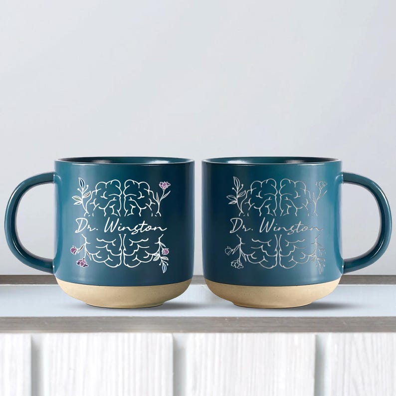 Neuroscience Pottery Mug, Personalized Neuro ICU Nurse Coffee Mug, Brain Doctor Gifts Neurology Neurobiology PhD Graduation Gift For Her