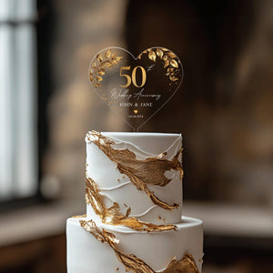 50th Anniversary Cake Topper, Gold Wedding Anniversary Cake Topper, Acrylic Cake Topper for Wedding, 50th Anniversary Gift, Anniversary Gift