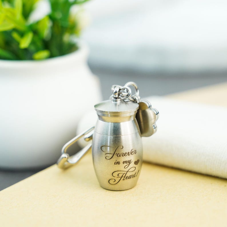 Forever In Our Heart Personalized Custom Dog Paw Urn Keychain Pendant, Commemorative Pet Pendant Memorial Gift For Dog Mom , Dog Dad