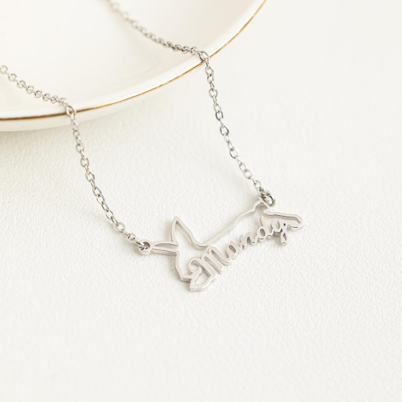 Custom Name Rabbit Necklace, Personalized Name Bunny Necklace, Easter Necklace, Bunny Necklace Easter Jewelry, Rabbit Lover Gift