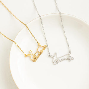 Custom Name Rabbit Necklace, Personalized Name Bunny Necklace, Easter Necklace, Bunny Necklace Easter Jewelry, Rabbit Lover Gift