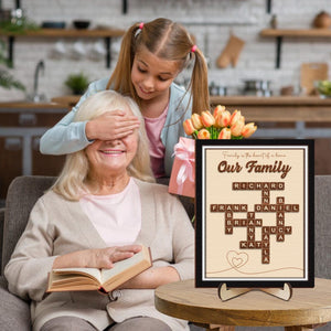 Custom Scrabble Family Name Frame,Scrabble Puzzle,Grandkid Crossword Scrabble Wooden Sign,Unique Gift for Parents Grandparent,Last Name Sign
