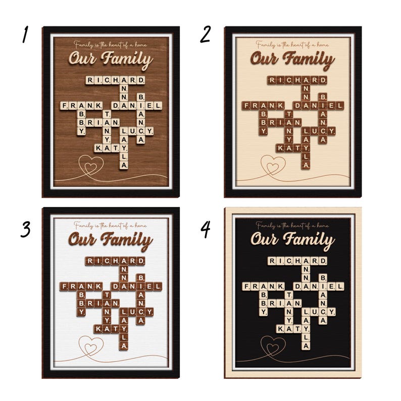 Custom Scrabble Family Name Frame,Scrabble Puzzle,Grandkid Crossword Scrabble Wooden Sign,Unique Gift for Parents Grandparent,Last Name Sign
