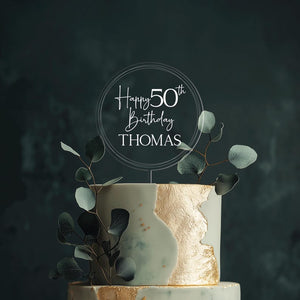 Personalized Birthday Acrylic Cake Topper, Happy Birthday Cake Topper with Name, 30th 40th 50th Birthday Decor, Anniversary Cake Topper