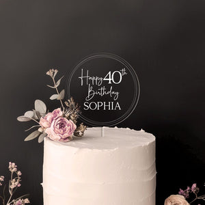 Personalized Birthday Acrylic Cake Topper, Happy Birthday Cake Topper with Name, 30th 40th 50th Birthday Decor, Anniversary Cake Topper