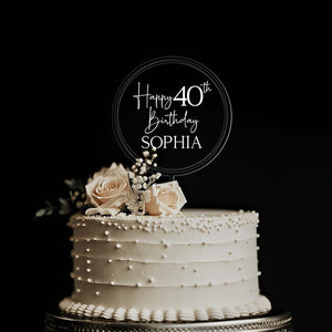 Personalized Birthday Acrylic Cake Topper, Happy Birthday Cake Topper with Name, 30th 40th 50th Birthday Decor, Anniversary Cake Topper