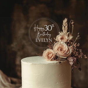 Personalized Birthday Acrylic Cake Topper, Happy Birthday Cake Topper with Name, 30th 40th 50th Birthday Decor, Anniversary Cake Topper