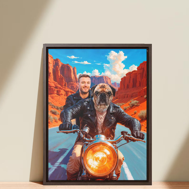 Pet Portrait, Human and pet custom portrait, Birthday Gift Idea, Funny Dog Portrait, Gift For Him, Dog Portrait, Man Cave, Gift for husband