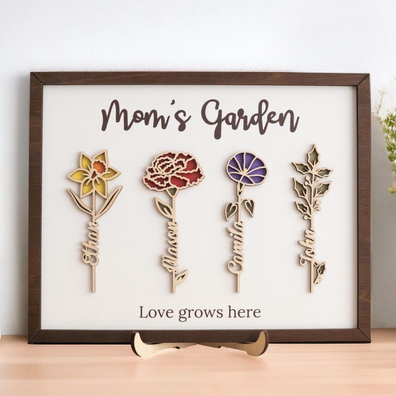 Personalized Birth Month Flowers Mothers Day, Custom Grandma's Garden Wooden Sign, Gift For Mom, Gift For Grandma, Mother's Day Gift