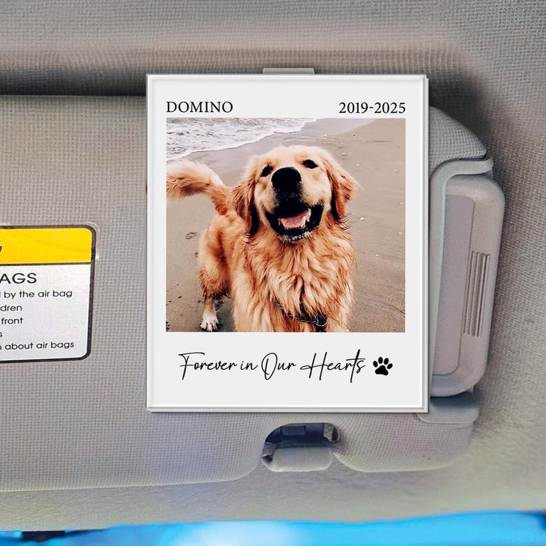 Custom Dog Photo Memorial Visor Clip, Pet Photo Sun Visor Clip, Dog Lover Sympathy Gifts, Loss Of Pet Keepsake, Gift For Dad Dog, Pet Lover