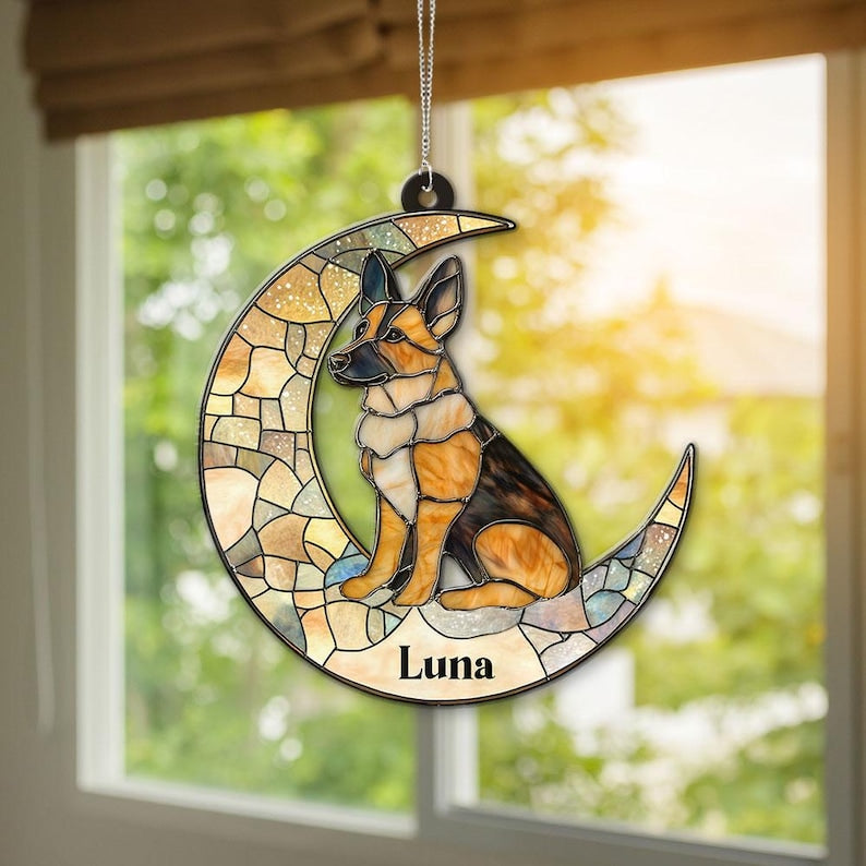 German Shepherd Suncatcher, Shepherd Window Decor, Dog Suncatcher Art, Custom Dog Suncatcher, Shepherd Lover Gift, Pet Memorial Suncatcher