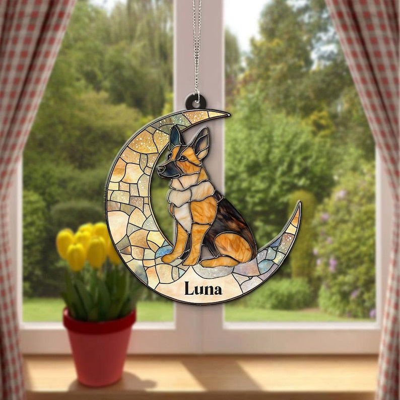 German Shepherd Suncatcher, Shepherd Window Decor, Dog Suncatcher Art, Custom Dog Suncatcher, Shepherd Lover Gift, Pet Memorial Suncatcher