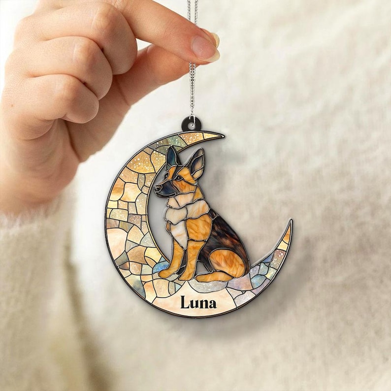 German Shepherd Suncatcher, Shepherd Window Decor, Dog Suncatcher Art, Custom Dog Suncatcher, Shepherd Lover Gift, Pet Memorial Suncatcher