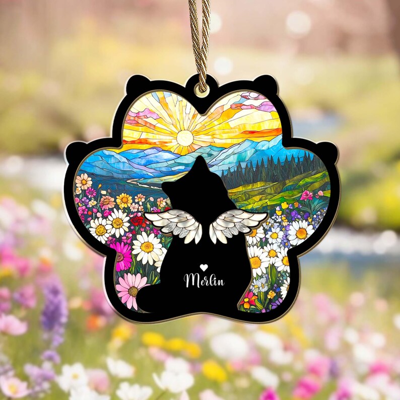 Custom Cat Loss Suncatcher, Custom Pet Memorial Gift, Pet Loss Sympathy Gift, Cat Lover Gift, Pet Remembrance Gift, Window Hanging