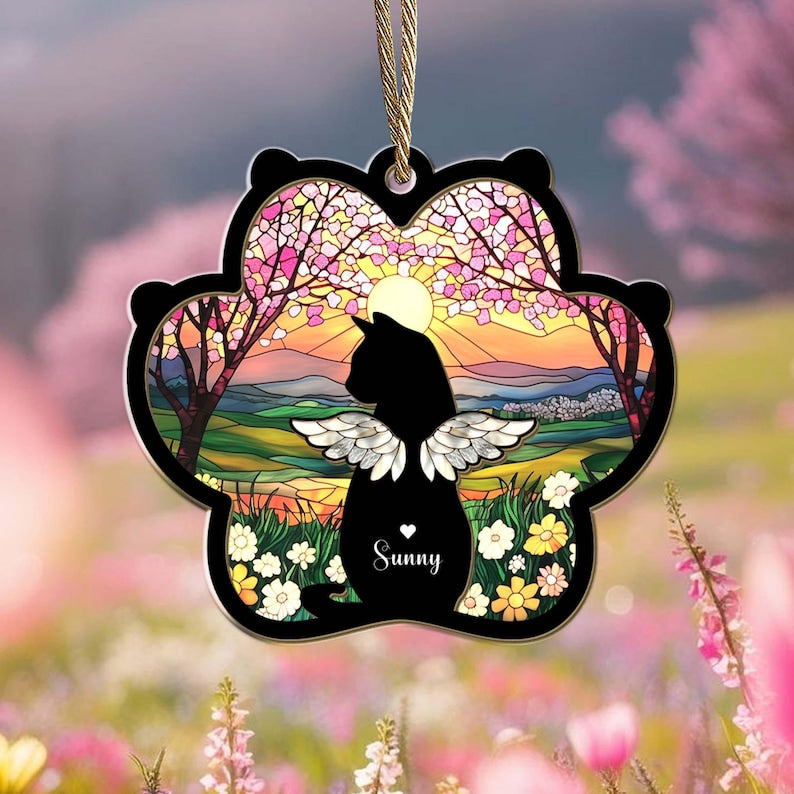 Custom Cat Loss Suncatcher, Custom Pet Memorial Gift, Pet Loss Sympathy Gift, Cat Lover Gift, Pet Remembrance Gift, Window Hanging
