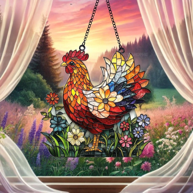 Acrylic Farmhouse Window Decorations, Rustic Style Hanging Decorations, Country Kitchen Art, Gifts for Farm Lovers, Gifts for Chicken Lovers