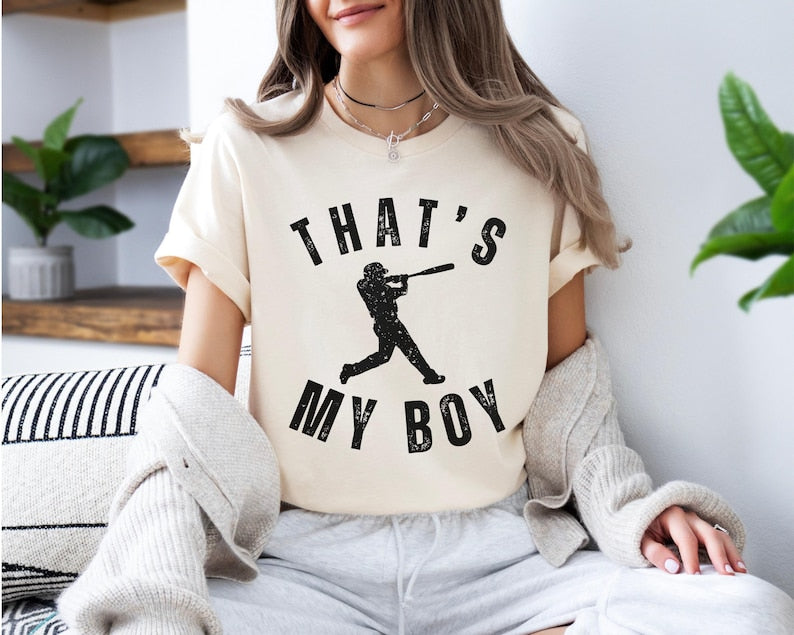 Custom That's My Boy Baseball Mom Shirt, Personalized Gift for Mom Dad, Cute Baseball Mom Sweatshirt, Baseball Mom Shirt