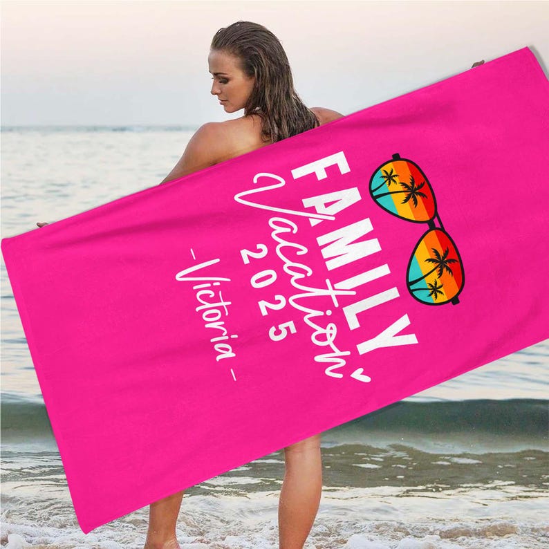 Personalized Family Vacation 2025 Beach Towel, Matching Family Trip Gift For Summer, Family Vacay, Family Cruise Towel, Family Reunion Gift
