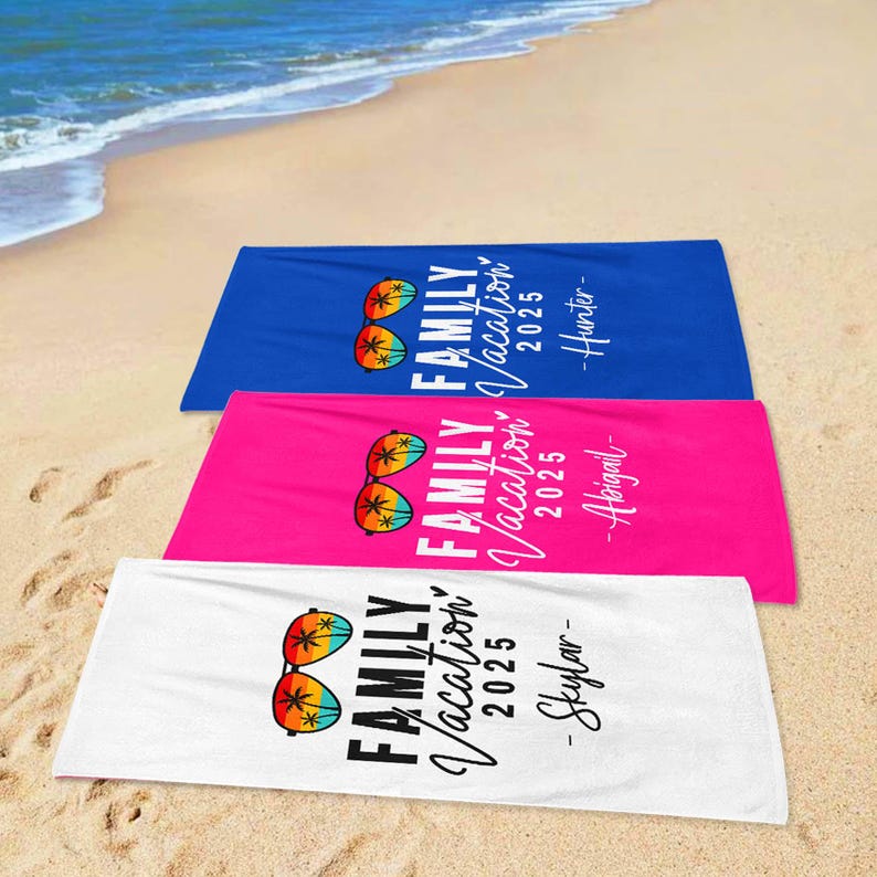 Personalized Family Vacation 2025 Beach Towel, Matching Family Trip Gift For Summer, Family Vacay, Family Cruise Towel, Family Reunion Gift