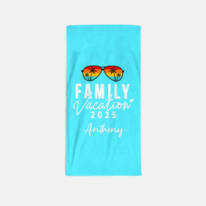 Personalized Family Vacation 2025 Beach Towel, Matching Family Trip Gift For Summer, Family Vacay, Family Cruise Towel, Family Reunion Gift