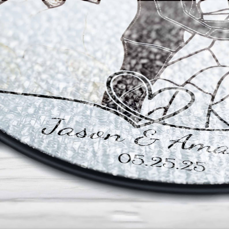 Wedding Gift Glass Sun Catcher Ornament, Bride and Groom Suncatcher, Mr & Mrs Wedding Gift, Bridal Shower Gift, Couple Keepsake