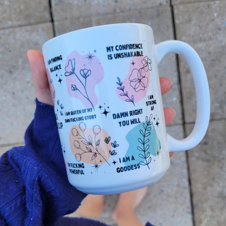 Personalized Mental Health Coffee Mug, Bad B*tch Cup, Daily Affirmations Mug, Daily Reminders, Mental Health Awareness, Unique Gift for Her