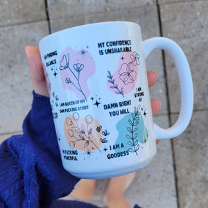 Personalized Mental Health Coffee Mug, Bad B*tch Cup, Daily Affirmations Mug, Daily Reminders, Mental Health Awareness, Unique Gift for Her
