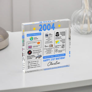 Personalised 21st Birthday Gift Plaque, Fun Facts Birthday Gift, Funny Birthday Gifts, 21st Gifts, Born in 2004 Gift, Gifts for Her Him