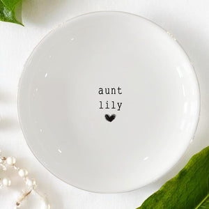 Custom Aunt Name Ring Dish, Tia Birthday Baptism Gift, Pregnancy Announcement Auntie Gift