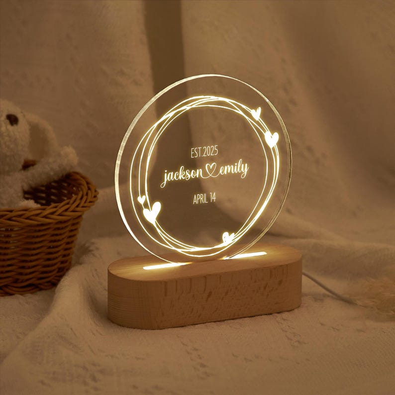 Personalized Night Light,Home Decor,Wedding Gift Ideas,Engagement Gift,Newly Wed Gift,Wedding Favors,Gift for Him,Gift for Her