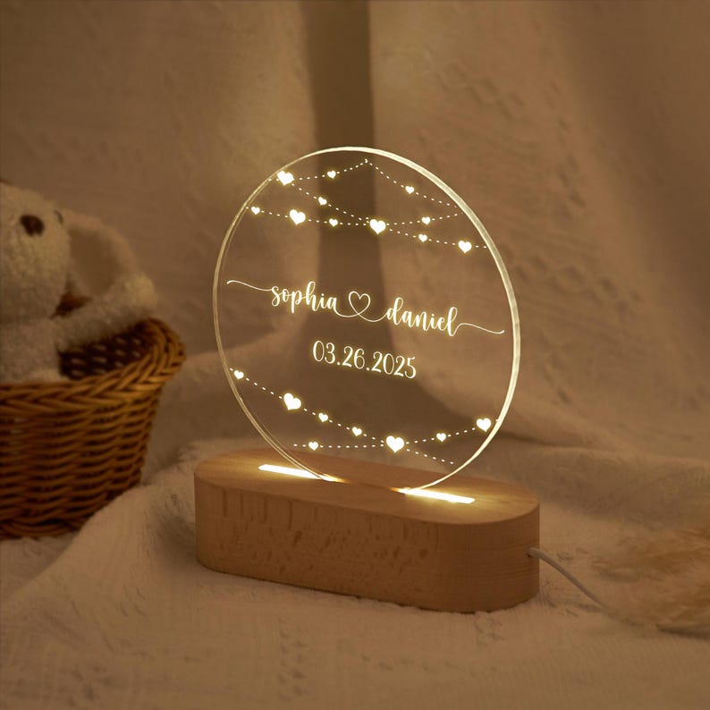 Personalized Night Light,Home Decor,Wedding Gift Ideas,Engagement Gift,Newly Wed Gift,Wedding Favors,Gift for Him,Gift for Her