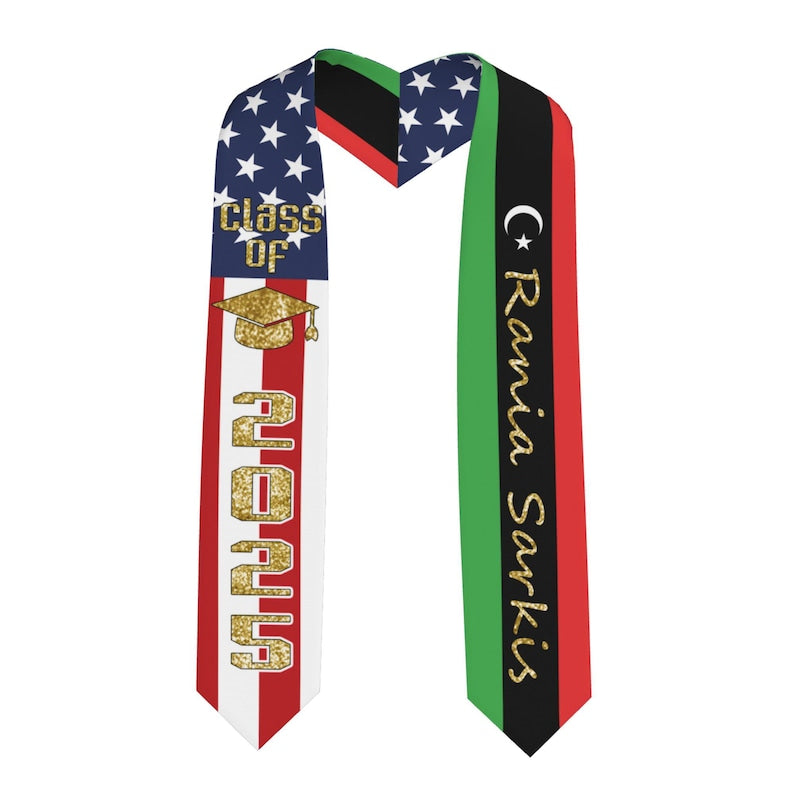Custom Flag graduation Stole,Custom Graduate Sash with Name,Custom Gifts for Grad,Custom Class of 2025 Graduation Gift,Custom Mixed Two Flag
