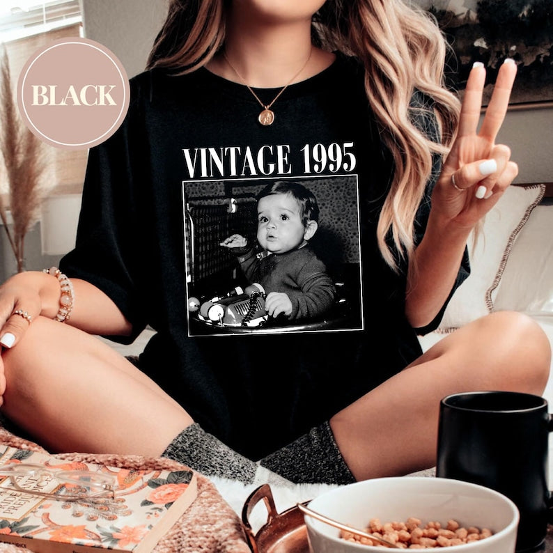 Personalised 30th Birthday Shirt, Custom Photo Birthday Shirt, 30th Birthday Gift, 40th Birthday Gift, Vintage 1995 Shirt