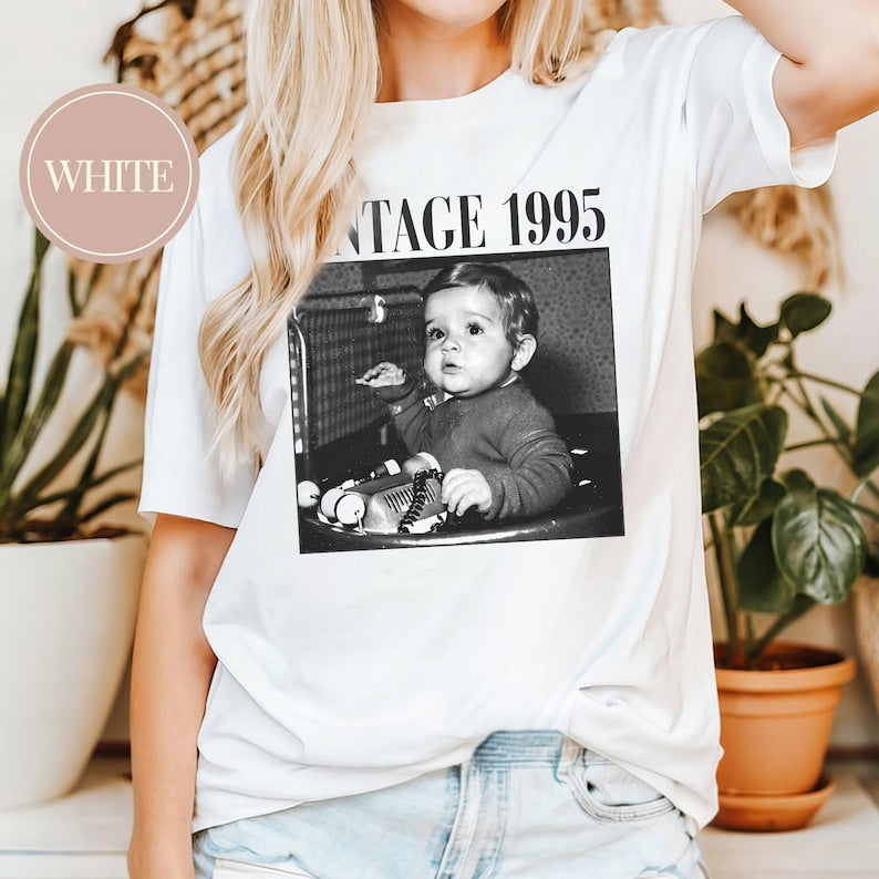 Personalised 30th Birthday Shirt, Custom Photo Birthday Shirt, 30th Birthday Gift, 40th Birthday Gift, Vintage 1995 Shirt