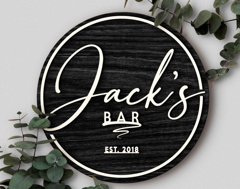 Personalized 3D Embossed Wooden Bar Sign, Round Wooden Sign, Custom Wood Sign, Home Bar Sign, Cabin, Man Cave, Pub, Bar Decor, Basement Bar