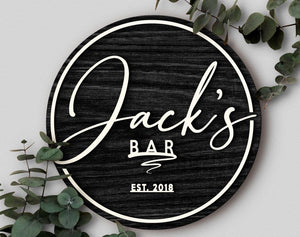 Personalized 3D Embossed Wooden Bar Sign, Round Wooden Sign, Custom Wood Sign, Home Bar Sign, Cabin, Man Cave, Pub, Bar Decor, Basement Bar