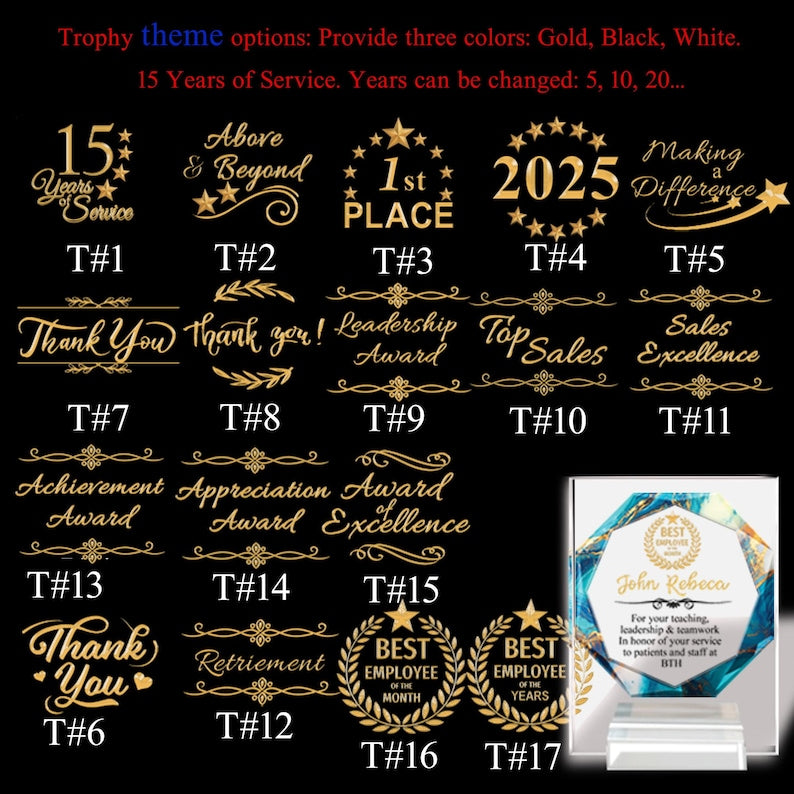 Personalized Employee Award, Retirement Appreciation, for Manager, Staff, Retirement Award Custom Award Plaque Wooden Base , Thank you