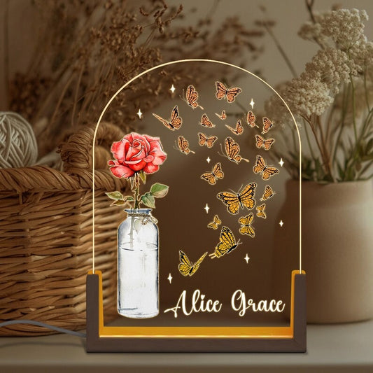 Personalized Birth Flower With Name Night Light, Gift for Mom, Mother's Day Gift For Grandma, Bedroom Night Light, Friend Gift, Mom Led Sign