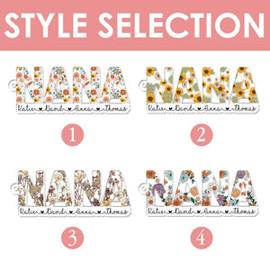 Personalized Mother's Day Gift For Nana, Custom Grandma Keychain, Nana With Grandkids Name Flowers Keyring, Gift For Grandma, Gift For Mom