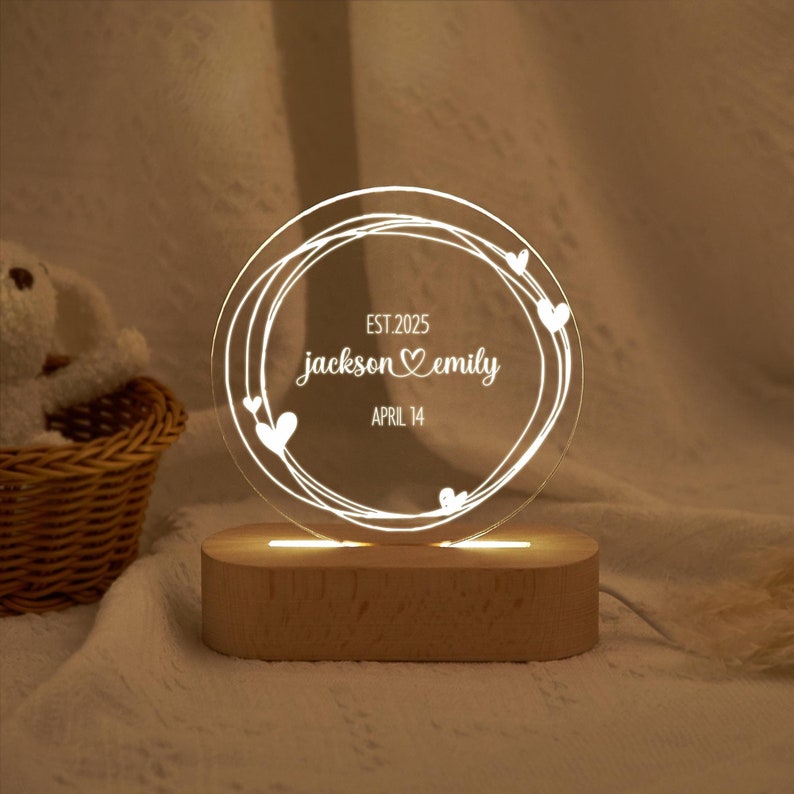 Personalized Night Light,Home Decor,Wedding Gift Ideas,Engagement Gift,Newly Wed Gift,Wedding Favors,Gift for Him,Gift for Her