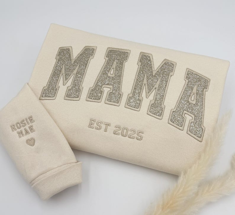 Custom Glitter Embroidered Mama Sweatshirt/Hoodies | Personalized Gift with Kids' Names | Pregnancy Announcement | Mother's Day Crewneck il_794xN.6689878320_cpqm.jpg