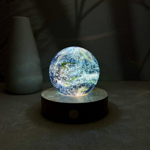 Custom Blue Galaxy Glass Ball Light, Personalized Planet Night Lamp, Engraved Sky Night Light, LED Star Table Lamp, Space Planet Desk Lamp