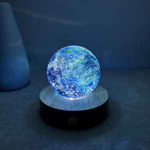 Custom Blue Galaxy Glass Ball Light, Personalized Planet Night Lamp, Engraved Sky Night Light, LED Star Table Lamp, Space Planet Desk Lamp