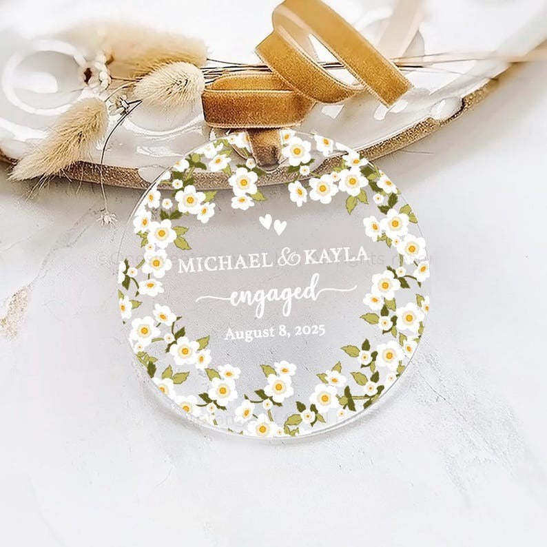 Personalized Acrylic Engaged Ornament Engagement Ornament Gift Engagement Party Gift Engagement Gift Custom Engagement Gift w Names