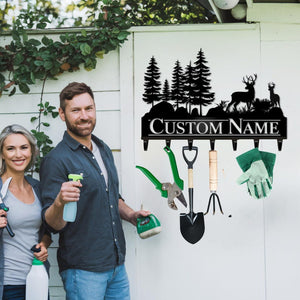 Personalized Metal Key Holder | Custom Deer Key Hooks Rack | Rustic Key Rack | Metal Key Organizer | Gift for Housewarming | Deer Wall Decor