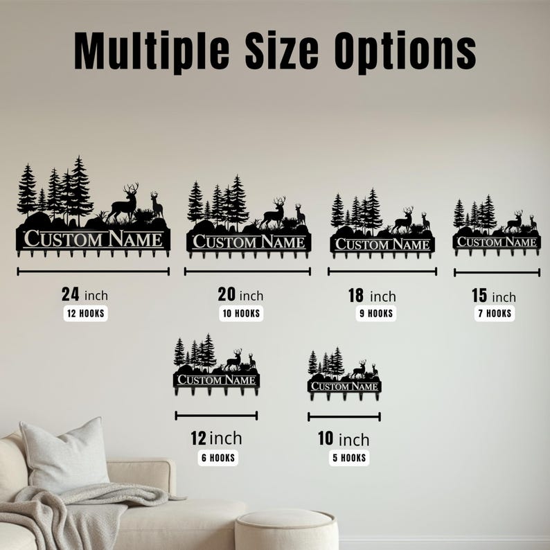 Personalized Metal Key Holder | Custom Deer Key Hooks Rack | Rustic Key Rack | Metal Key Organizer | Gift for Housewarming | Deer Wall Decor